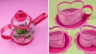 How to make a toy tea cup with a soda bottle ☕Teapot/Kettle