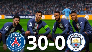 MESSI, RONALDO, MBAPPE, NEYMAR, ALL STARS | PSG 30-0 MAN CITY