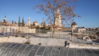 Panoramic view of the Old City of Jerusalem from the terrace of the Lutheran guest house