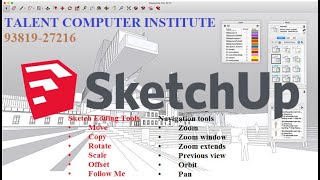 GOOGLE SKETCH UP  UNITS TOOLS  WITH SHORTCUTS  SHAPES SKETCH EDITING TOOLS TALENT COMPUTER ELURU