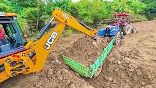 JCB 3dx Xpert Backhoe Machine Loading Mud In Tractors | Mahindra 415 DI | Swaraj 843 XM | Jcb Video