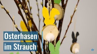 Osterhasen im Strauch / Oster-Deko selbstgemacht