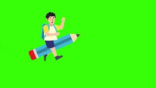 Back to school student character green screen video