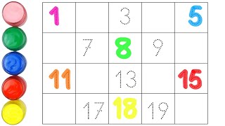 Dotted line numbers from 1 to 20 for kids | Fill in the blanks with numbers | Write-Learn Numbers