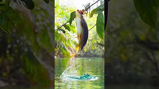 "Fish 🐠 JUMPS AT VERY HEIGHT, TO CAUGHT THE COFFEE SEEDS 🥯.            #fishing #viral #trending