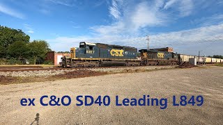 ex C&O SD40 Leading L849 in Athens - Lots of Horn Sound