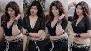 Actress and model selby scaria latest hot black saree nave💋photoshoot video#model#instareels