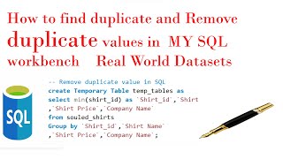 SQL | How to delete Duplicate Values | Interview Question