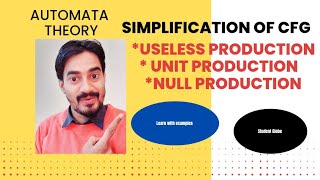 Lec 28:  Simplification of context free grammar | Unit production, Null production & Useless product