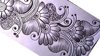 Arabic mehndi design on paper |Pencil mehndi design |shaded mehndi design |mehndi design |Mehndi