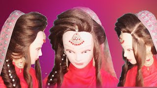 Reception hairstyle for bridal | front spreading layer | front Puff with fishtail | khajuri choti |