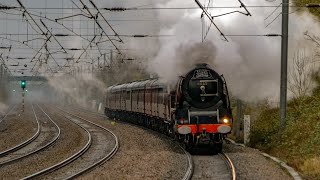 6233 & 60009 take on storm Dennis with the Valentines white rose 15/02/2020