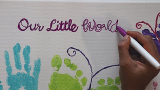 Lettering on Canvas| How to write on Canvas| Painting quotes on Canvas| baby footprint drawing