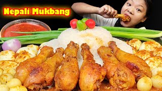 Eating Spicy Chicken Leg Curry, 30 Eggs Curry With Rice | Nepali Mukbang | Eating Show