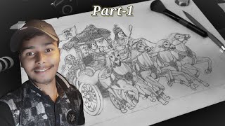 krishna Arjun mahabharat drawing | Lord Krishna and Arjun drawing |कृष्णा अर्जुन drawing #part1