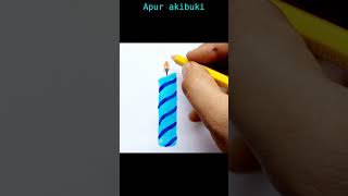 How to draw a candle|Easy candle drawing using water colour |Satisfying drawing of Candle | #shorts