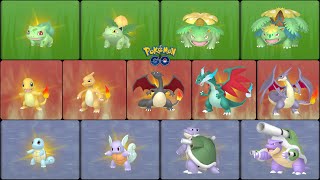 #PokemonGO: Shiny Bulbasaur & Charmander & Squirtle Evolution into Venusaur & Charizard & Blastoise