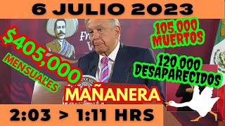 💩🐣 Conferencia de prensa matutina *Jueves 6 de Julio 2023* Presidente AMLO de 2:03 a 1:11.