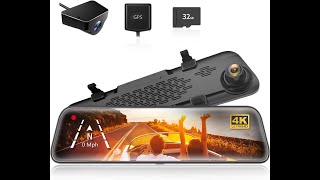 WOLFBOX G840S 12" 4K Mirror Dash Cam Backup Camera