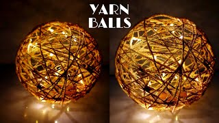 Yarn Balls | How To Make Yarn Balls | Decorative Lights |How To Make A Lantern With Yarn | DIY