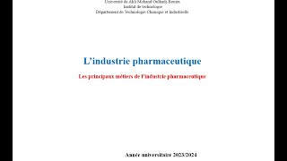 Lesmétiers de l’industrie pharmaceutique