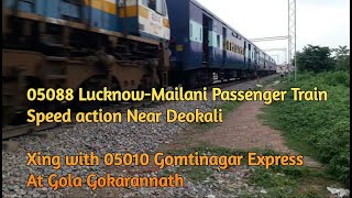 05088 Lucknow-Mailani Passenger Train Speed view Near Deokali || Xing with 05010 Gomtinagar Express