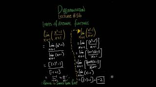 DIFFERENTIATION || Limits of Rational Functions || Lecture 5b | #maths | #calculus