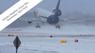 Busy Winter Weather (Snow) Airport Ops & Deicing - Rochester, New York