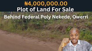 ₦4M ($5,128) Plot of Land For Sale Behind Federal Polytechnic Nekede, Owerri/Land For Sale in Owerri