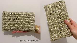 ÇOK ŞIK OLDU😳1 GÜNDE DERİ GÖRÜNÜMLÜ METALİK İPTEN CLUTCH ABİYE ÇANTA💛EL ÇANTASI