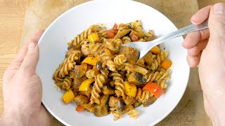 Pesto roasted veg with pasta