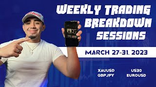 Weekly Trading Breakdown Sessions: XAAUSD, US30, EU, GJ Trading Pairs | March 27-31, 2023