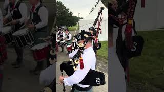 Mass pipes and drums, Scotland the brave, drum POv, from outside the drum section