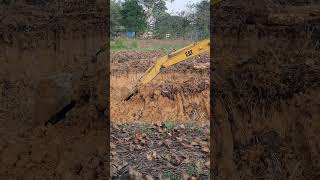 Excavator CAT Digging Ground To Make A Pond Part 19