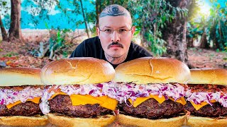 #515 ASMR PREPARANDO BURGUER ARTESANAL AO AR LIVRE.