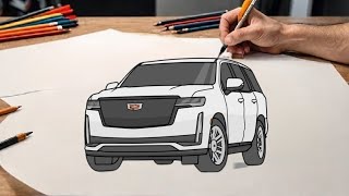 How to draw a CADILLAC ESCALADE 2024 step by step / drawing cadillac car