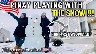 FIRST TIME GUMAWA NG MALAKING SNOWMAN WITH MY PINAY FRIEND THE LAST WINTER #filamcouple