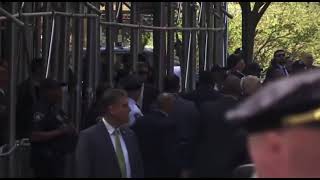 President Donald Trump just officially walked into the Manhattan Criminal Court for his arraignment.