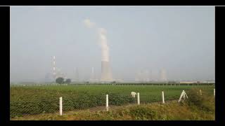 Thermal power station || smoke from cooling towers || Out side view