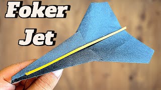 How To Make Foker Jet Origami Paper Airplane That's Flies Very Far Away