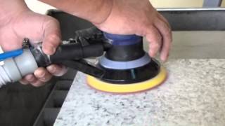 GPS-301 Air Random Orbital Sander Granite Sanding Dust Self-Vacuum Test