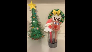 Easy DIY Santa Pencil Decoration ideas by drawing| Back to School Supplies| Paper Art & Paper Craft