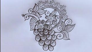 5*3 dots easy peacock rangoli design||creative rangoli design||chukkala muggulu@lavyacreativerangoli