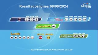 Loteka Lotería Electrónica Sorteo 7:55 PM 09-09-2024.