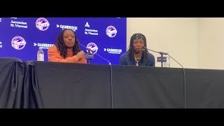 Indiana Fever press conference: Kelsey Mitchell and Erica Wheeler exit interview after 2024 season.