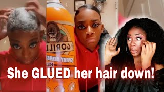 She sleek her hair with GORILLA GLUE ! | GORILLA GLUE GIRL