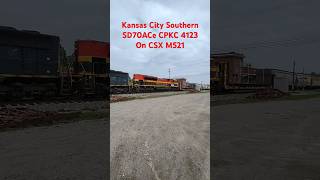 EMD Leaders on CSX M521 in Athens - CPKC / Kansas City Southern SD70ACe #kcs #southernbelle #cpkc