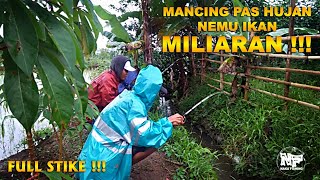 NEKAT!!! Mancing Pas Hujan Hasilnya diluardugaan...Ikan miliaran jebol diselokan #mancingnilaem