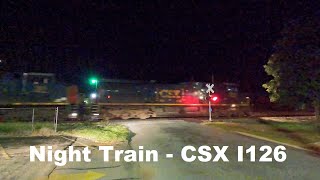 Lots of Horn Sound - Night Train CSX I126 in Athens