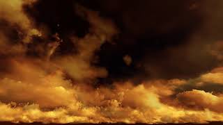 ( CGI 4k Stock Footage ) Alien orange apocalyptic dramatic sunset clouds with dark sky seamless loop